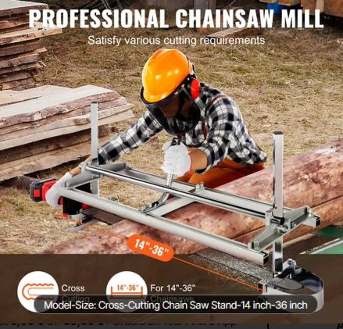 Portable Sawmill 35.6cm-91.4cm Guide Bar Galvanize - Image 3