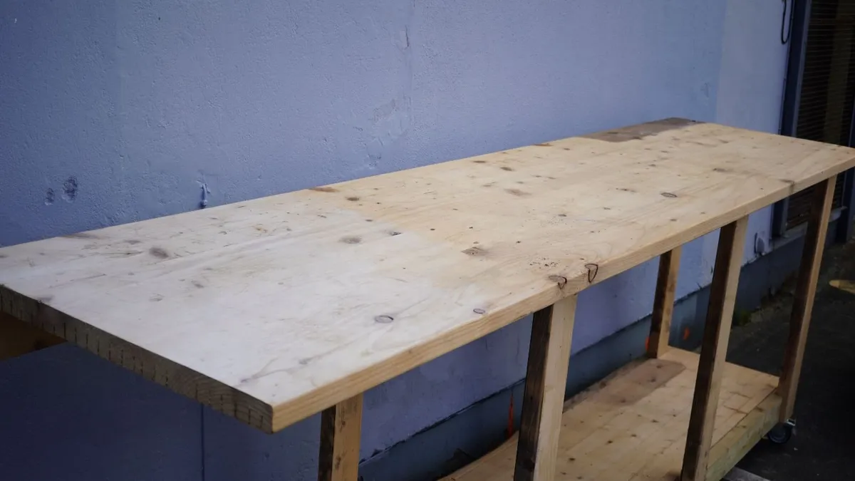 Large Pine Workbench on Castors - Image 3