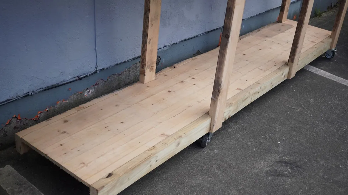 Large Pine Workbench on Castors - Image 4
