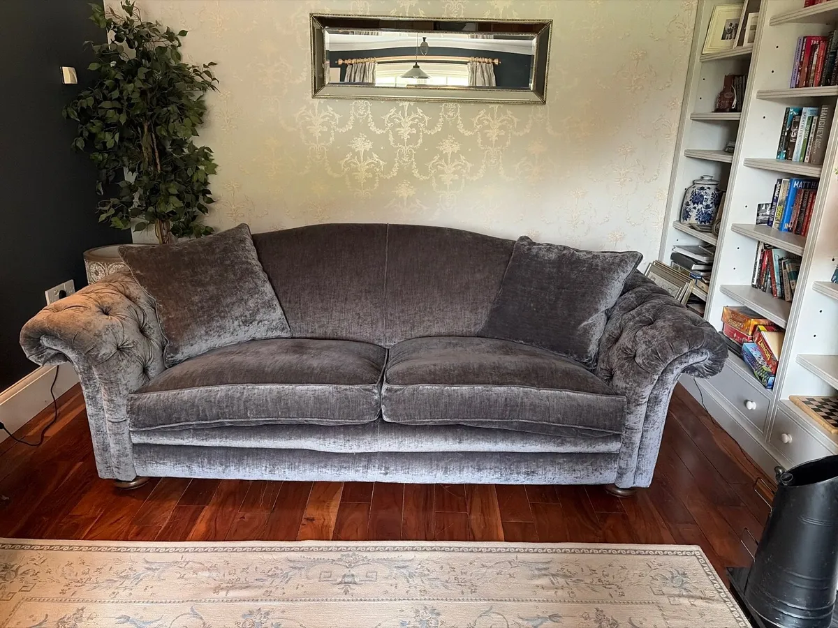 Charcoal velvet sofa - Image 1