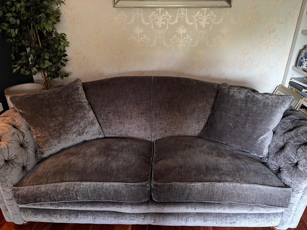 Charcoal velvet sofa - Image 2