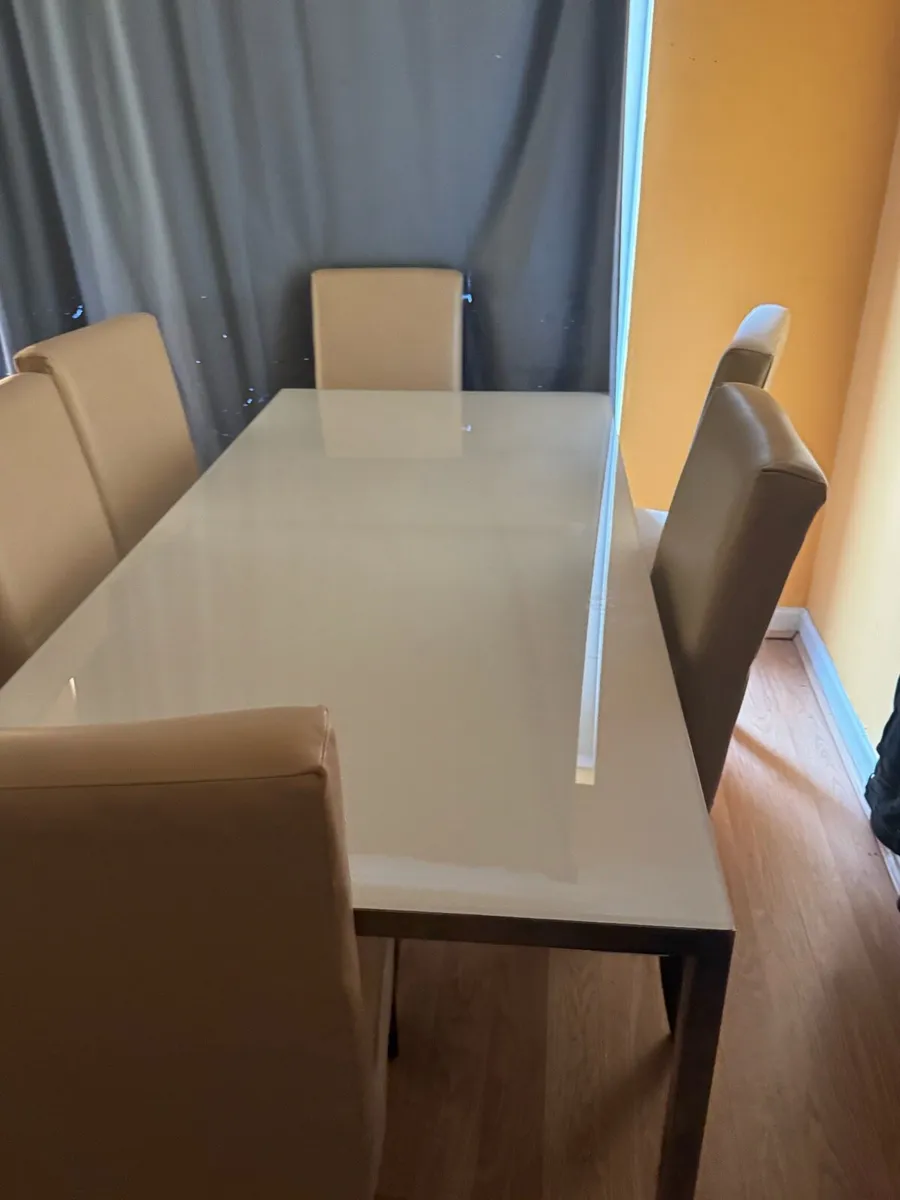Cream Dining Table with 6 Chairs - Image 1