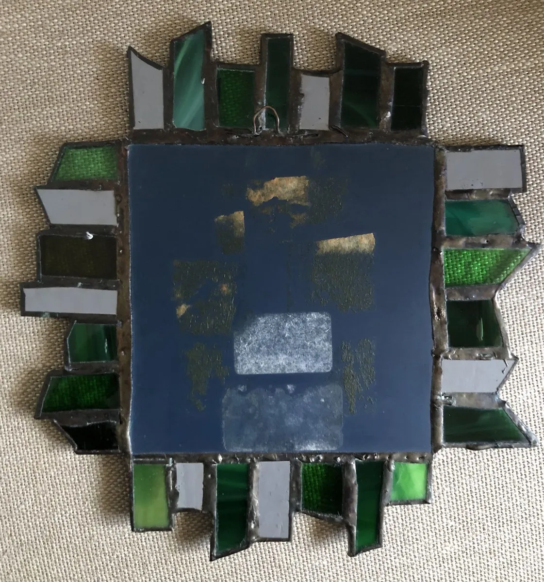 Vintage green stained glass mirror - Image 4