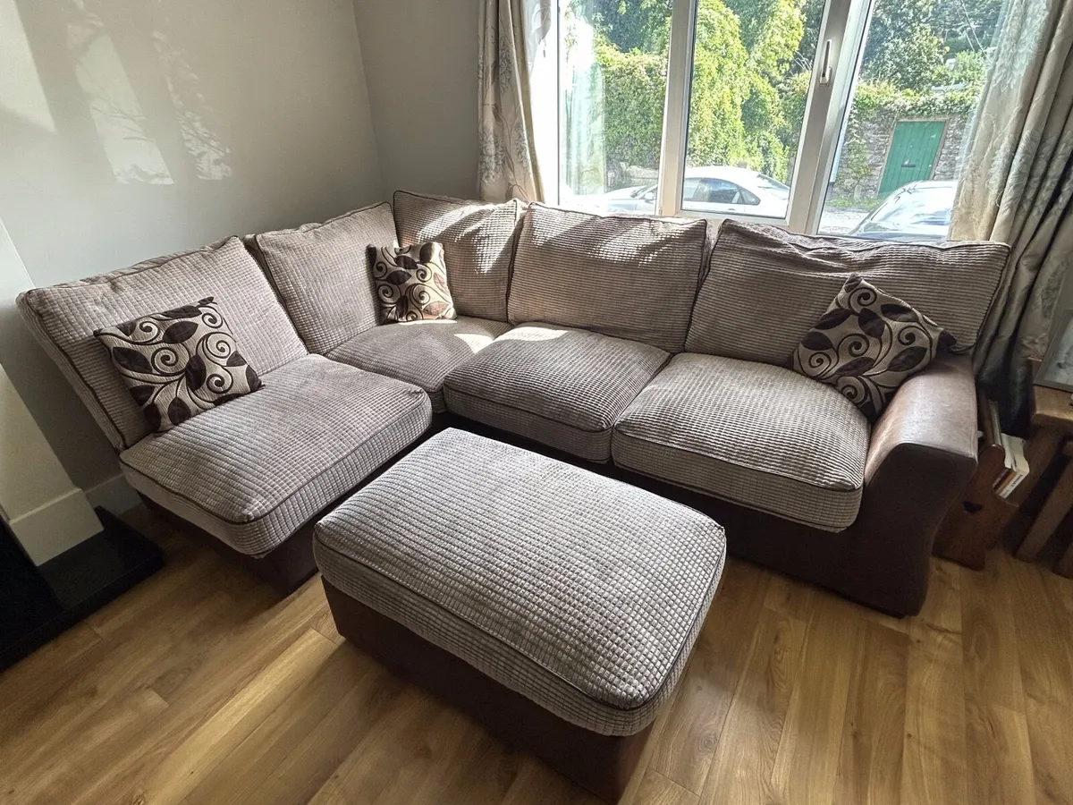 Large Corner Sofa with Matching Footstool - Image 2
