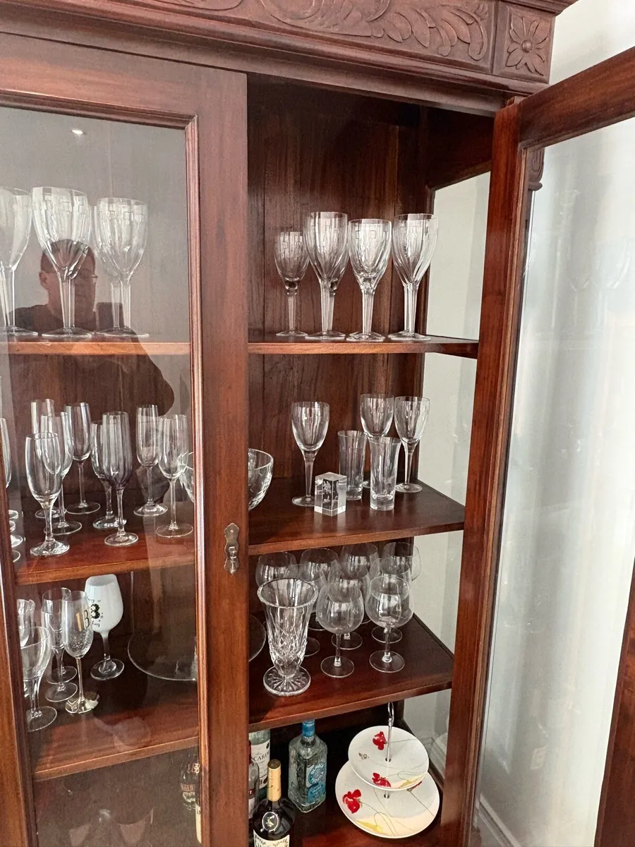 Large Ornate 7ft Wooden Glass Display Cabinet - Image 3