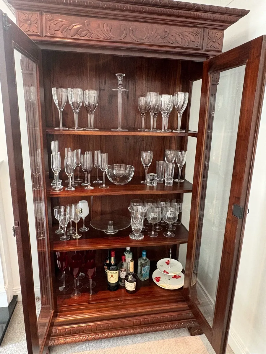 Large Ornate 7ft Wooden Glass Display Cabinet - Image 4