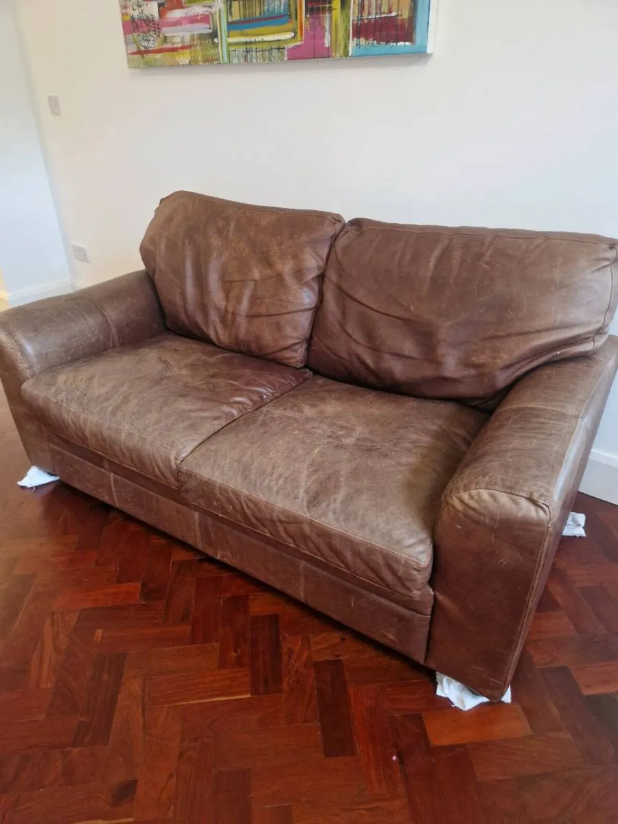 2-seater leather couch - Image 1