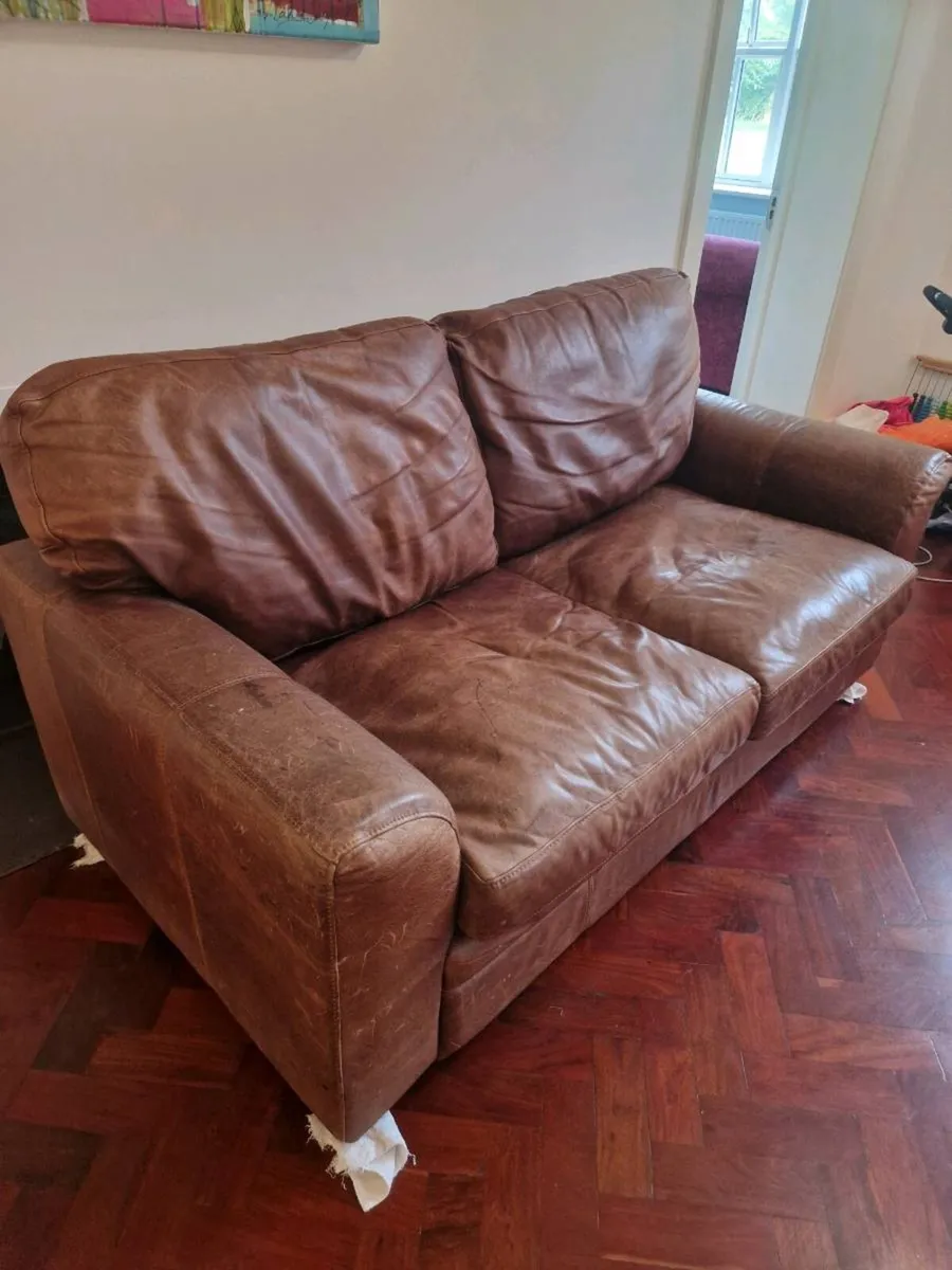 2-seater leather couch - Image 2