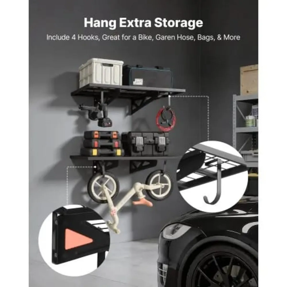 2-Tier Heavy Duty Wall Garage Shelving, 610 x 914 - Image 4