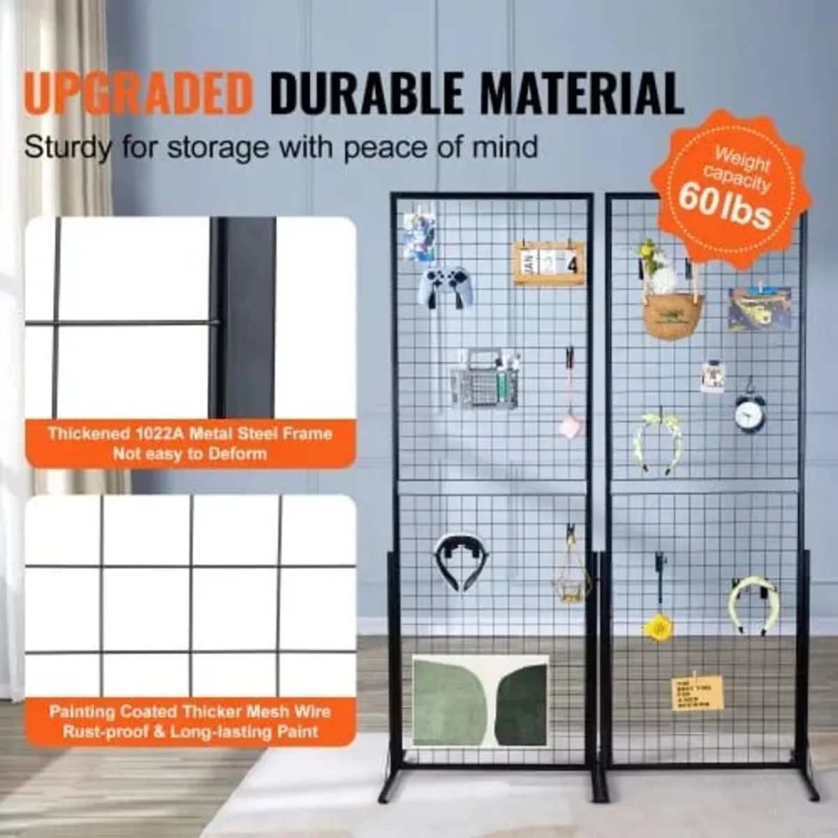 61 x170.7 cm Grid Wall Panels Tower, 2 Packs Wire - Image 3