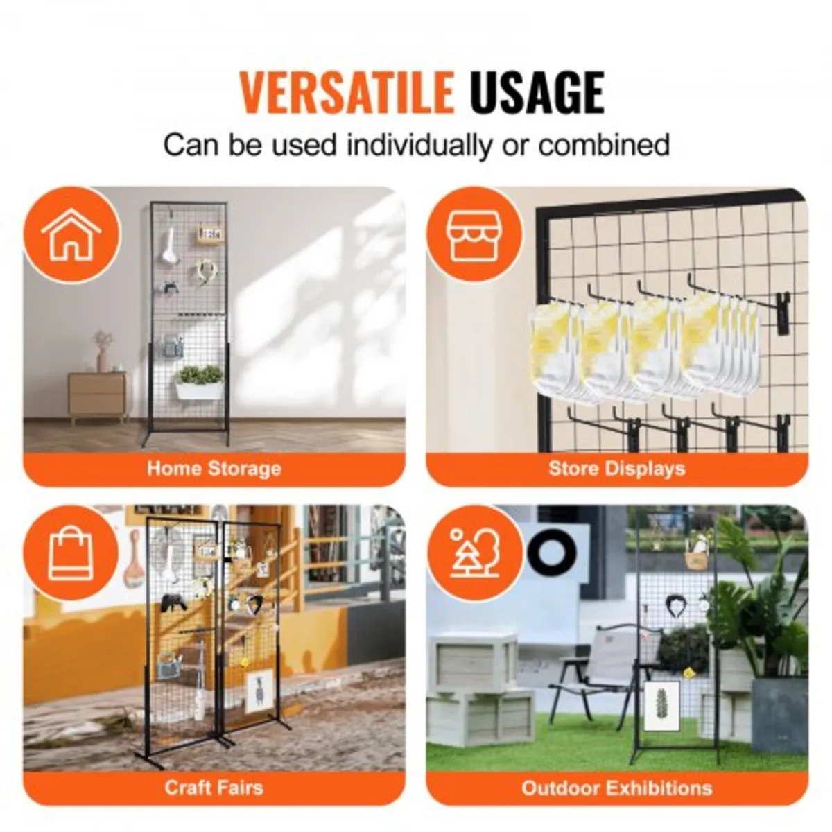 61 x170.7 cm Grid Wall Panels Tower, 2 Packs Wire - Image 4