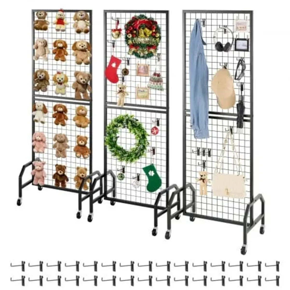 3 Packs Grid Wall Panels, 600 x 1640mm Wire Grid P - Image 1