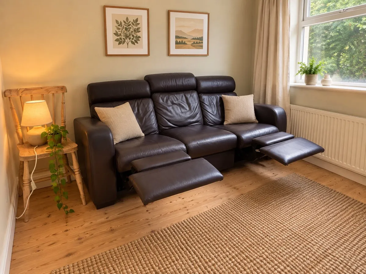 Leather Recliner Sofa / Couch - 3 Seater - Image 4