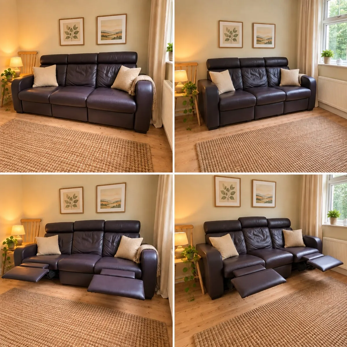 Leather Recliner Sofa / Couch - 3 Seater - Image 1