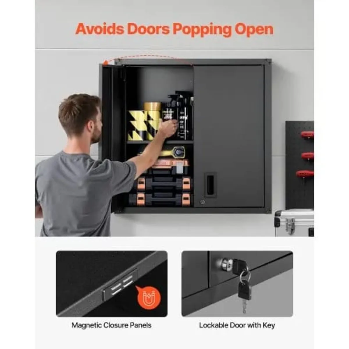 Metal Wall Cabinet, 76.2W x 31D x 76.2H cm, Steel - Image 3