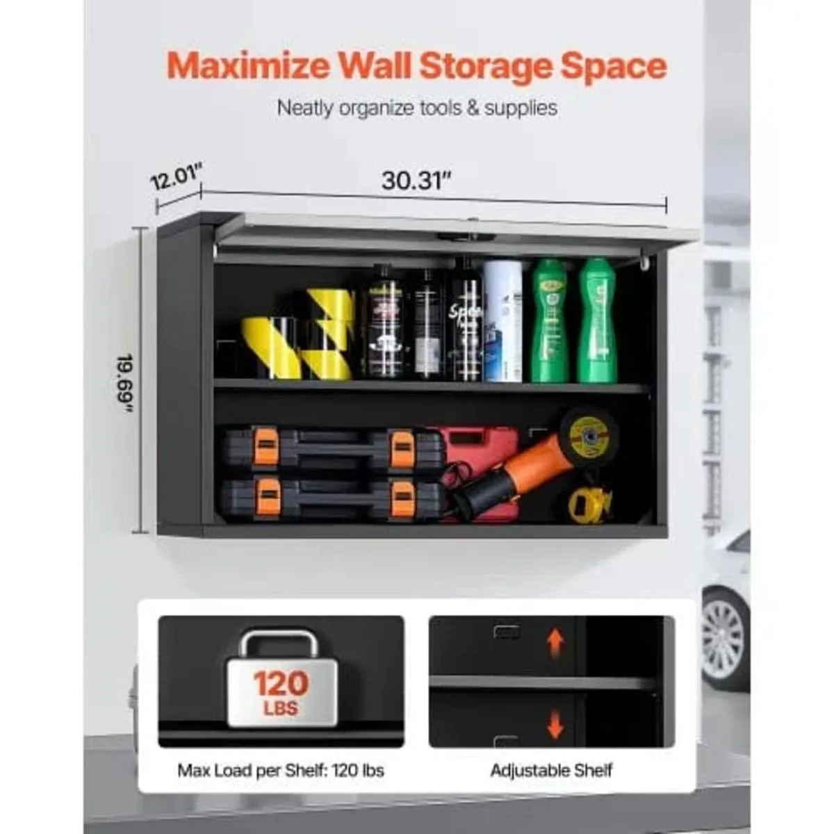 Metal Wall Cabinet, 77W x 30.5D x 50H cm, Floating - Image 3