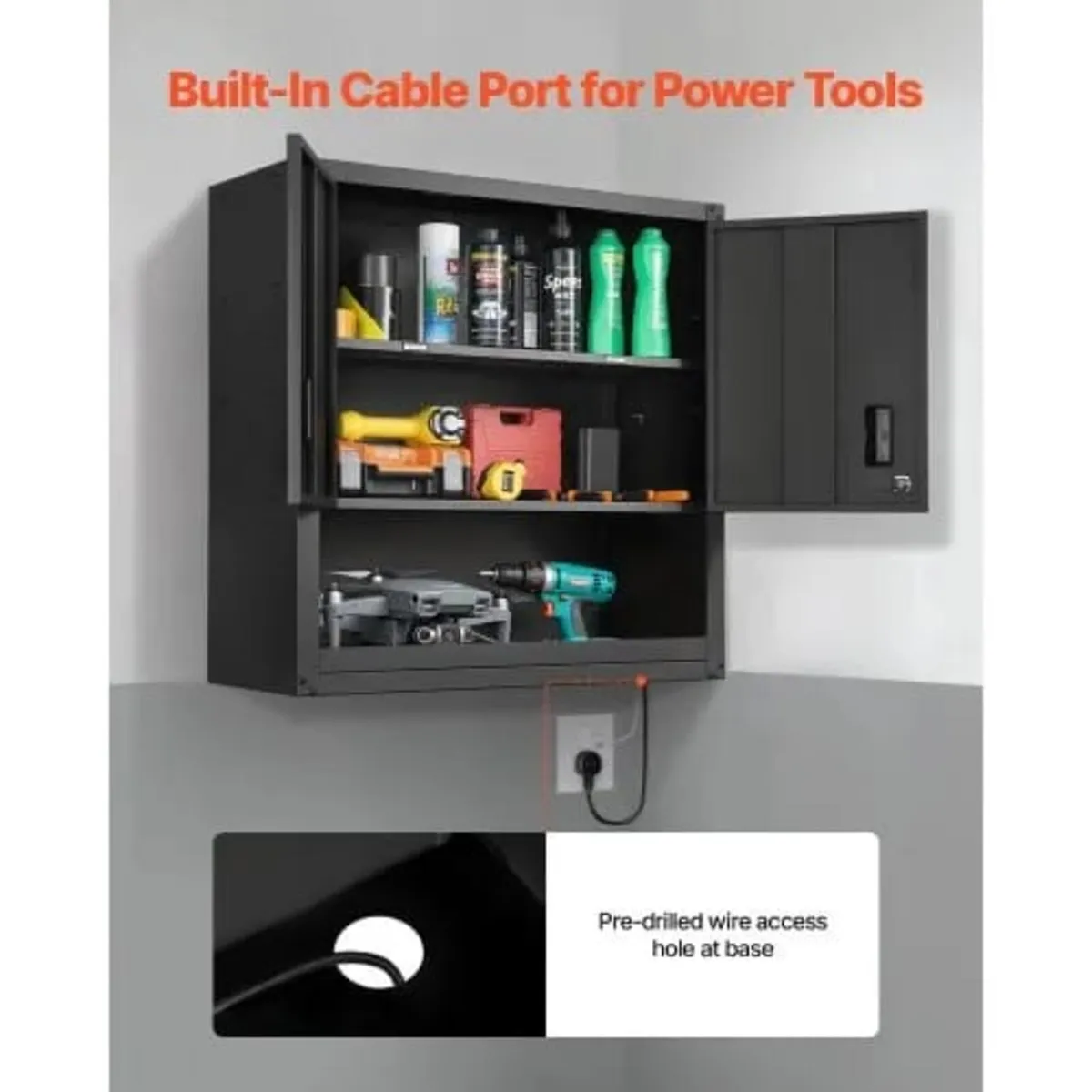 Metal Wall Cabinet, 76.2W x 30.5D x 76.2H Inch, St - Image 3