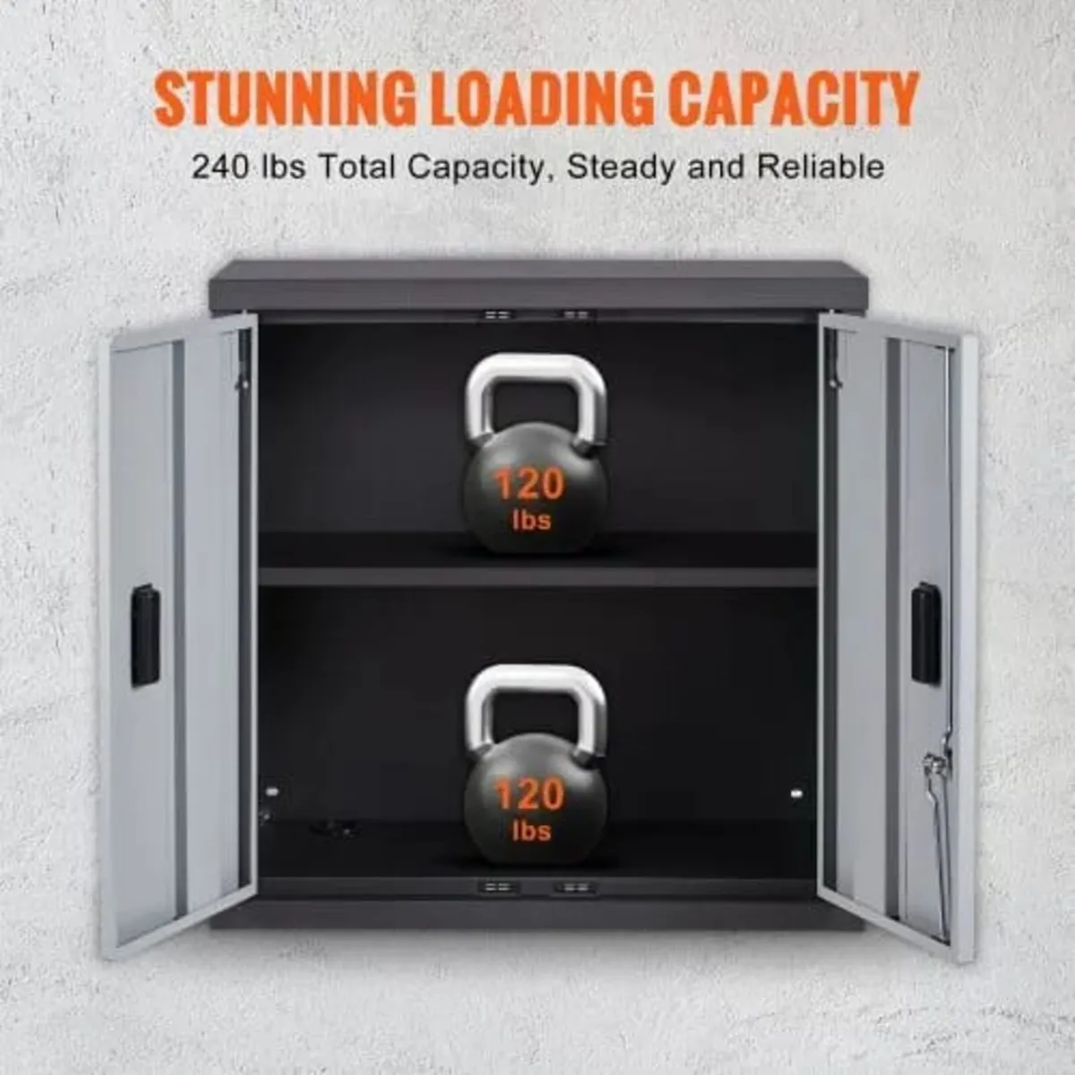 Foldable Wall Cabinet, Metal Garage Locker Mounted - Image 2