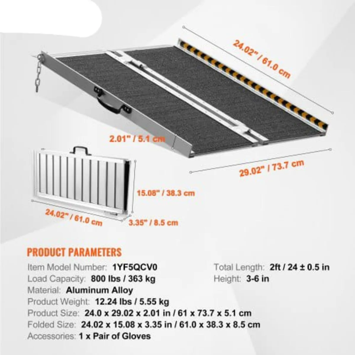 Portable Wheelchair Ramp, 61 cm 362.9 kg Capacity, - Image 4