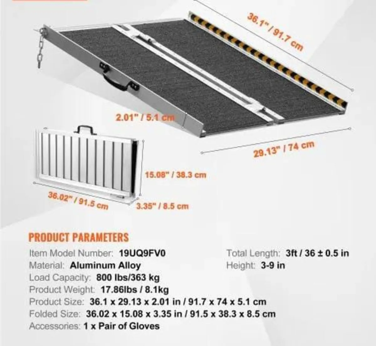 Wheelchair Ramp, 91.4 cm 362.9 kg Capacity, Non-Sl - Image 2