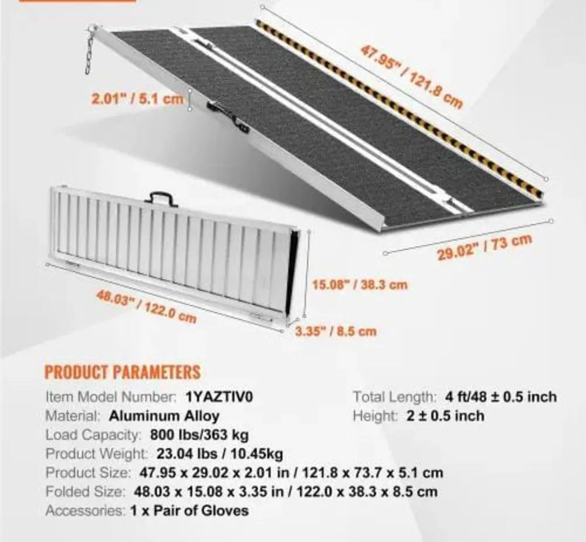Wheelchair Ramp, 121.9 cm 362.9 kg Capacity, Non-S - Image 4