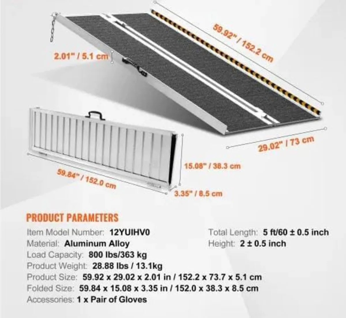 Wheelchair Ramp, 243.8 cm 363 kg Capacity, Non-Sli - Image 3