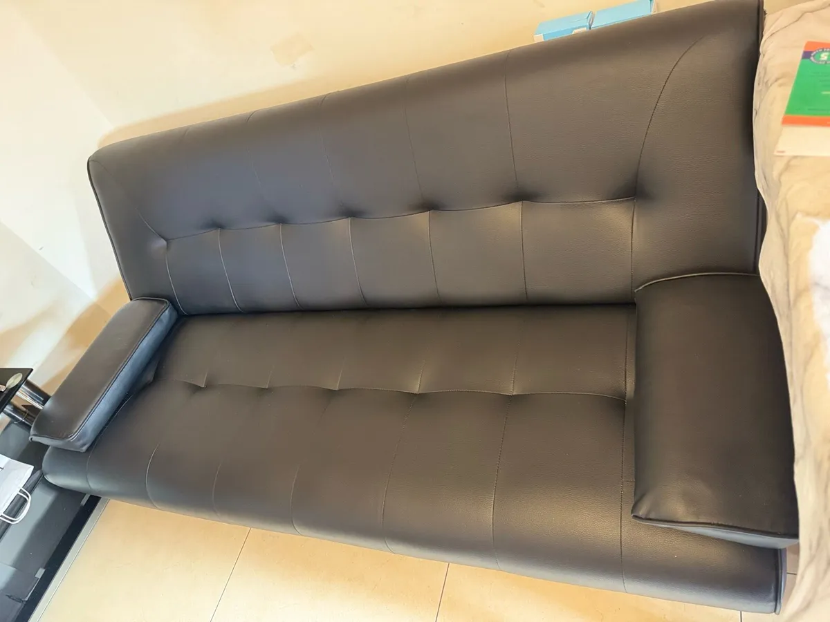 Sofa bed, black colour with 2 removable armrests - Image 2