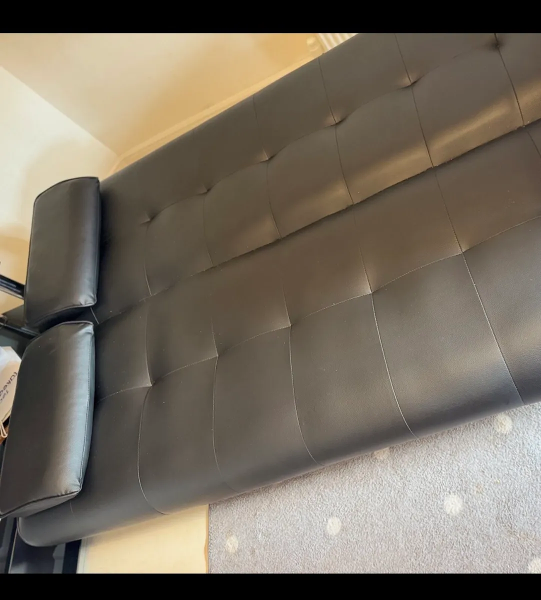 Sofa bed, black colour with 2 removable armrests - Image 1