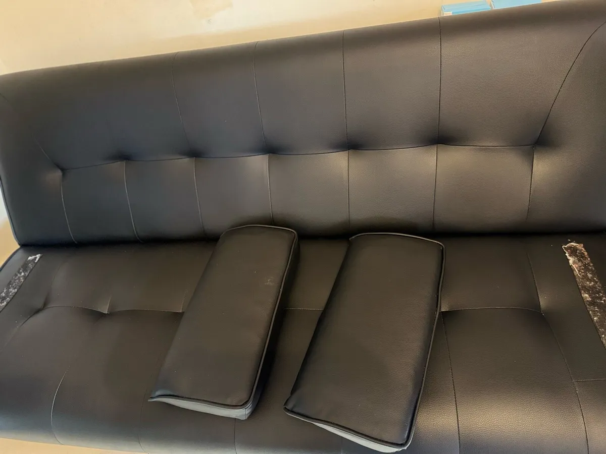 Sofa bed, black colour with 2 removable armrests - Image 3
