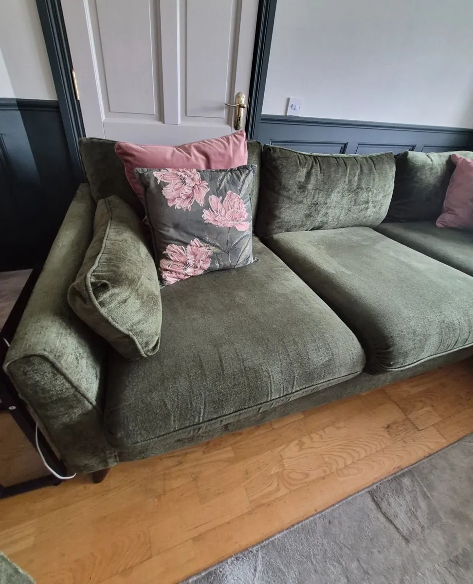 Olive Green 6-Seater Corner Sofa With Armchair - Image 2