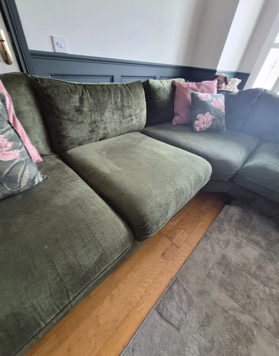 Olive Green 6-Seater Corner Sofa With Armchair - Image 3