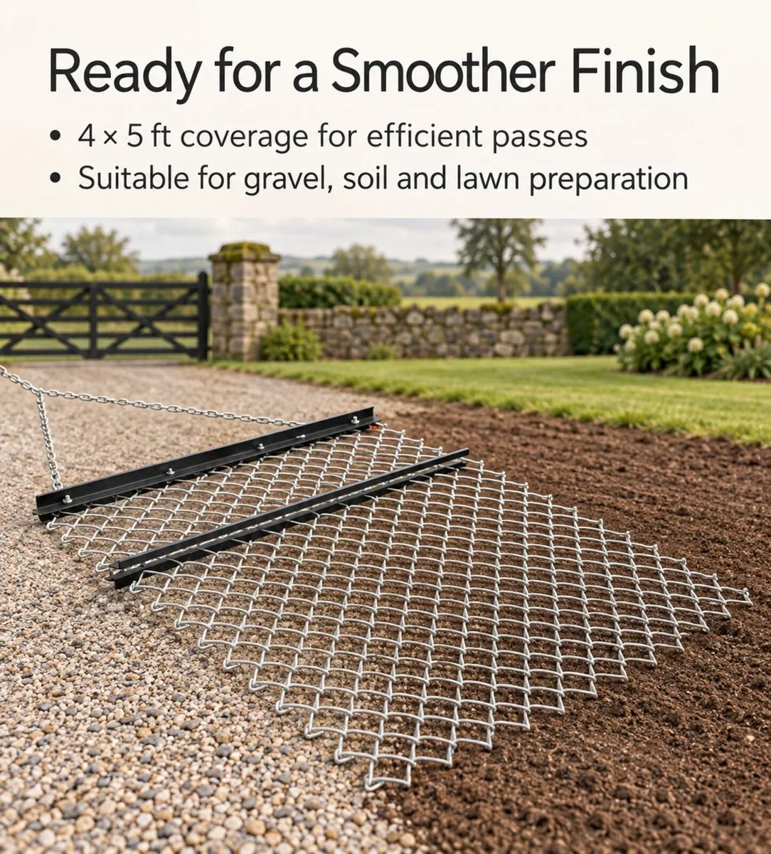 ATV Drag Harrow 4ft x 5ft Tractor Driveway Levelle - Image 1