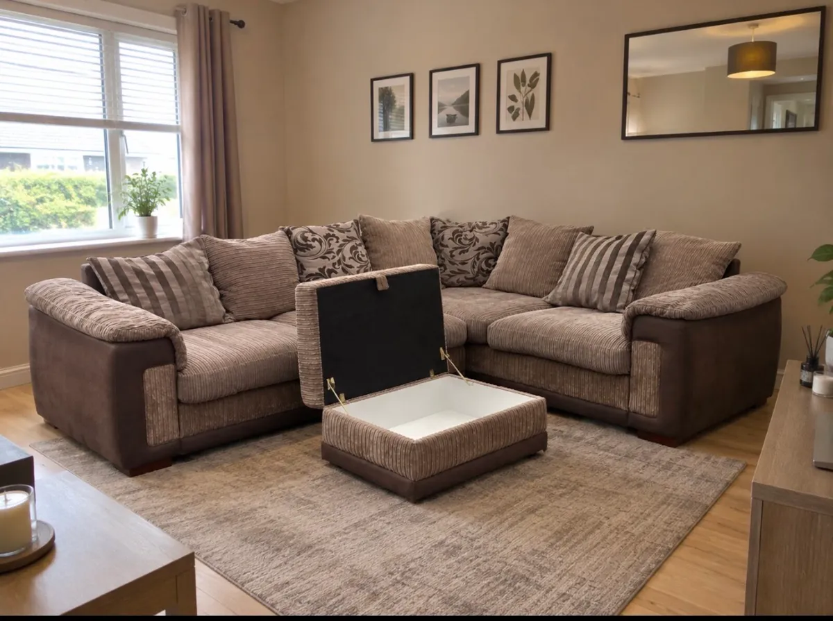 DFS Celine Brown corner sofa/couch footstool - Image 2