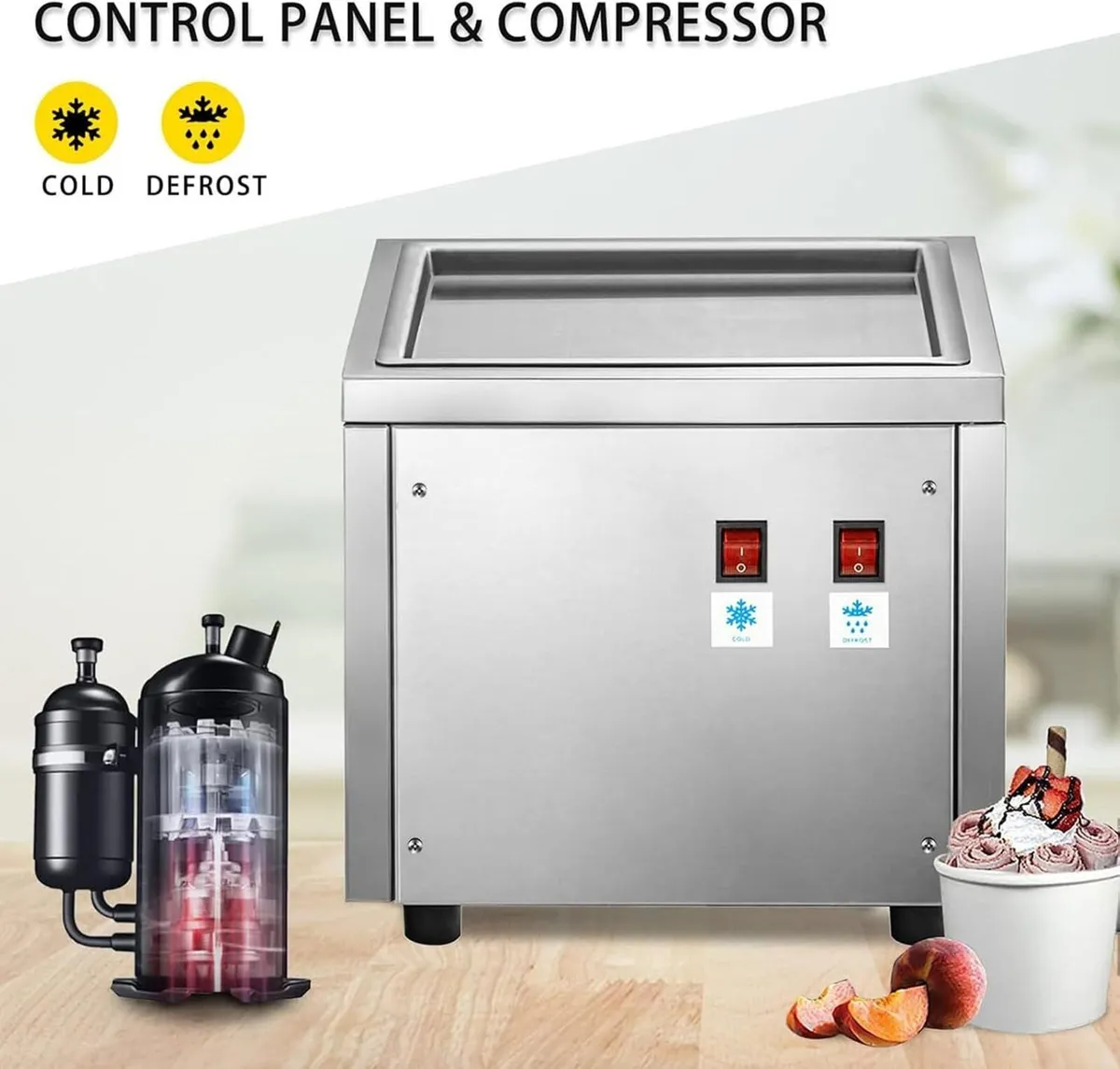 Ice Roll Maker 220W Dessert Machine Scrapers - Image 2