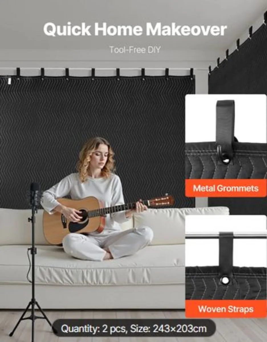 2 Pack Sound Dampening Blankets, 2438 x 2032 mm, - Image 4