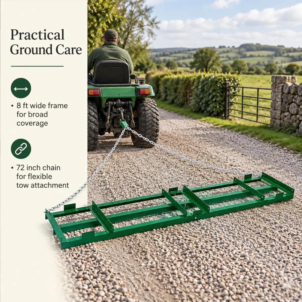 8 ft Tow Behind Drag Harrow for ATV Tractor and Dr - Image 3