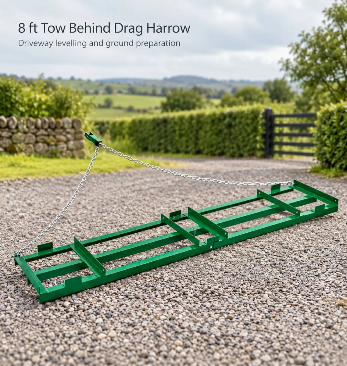 8 ft Tow Behind Drag Harrow for ATV Tractor and Dr - Image 1