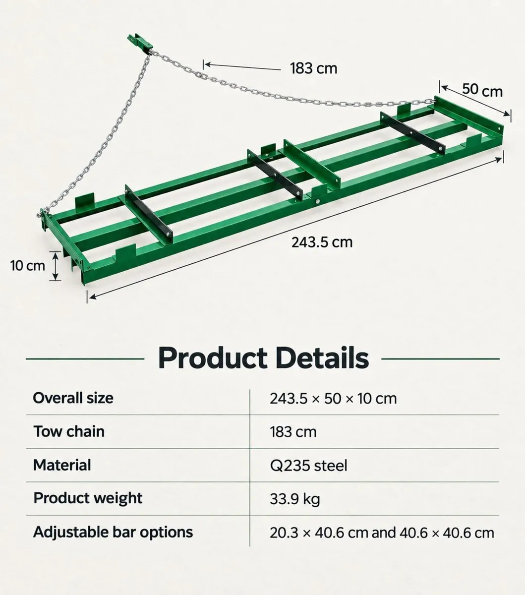 8 ft Tow Behind Drag Harrow for ATV Tractor and Dr - Image 2