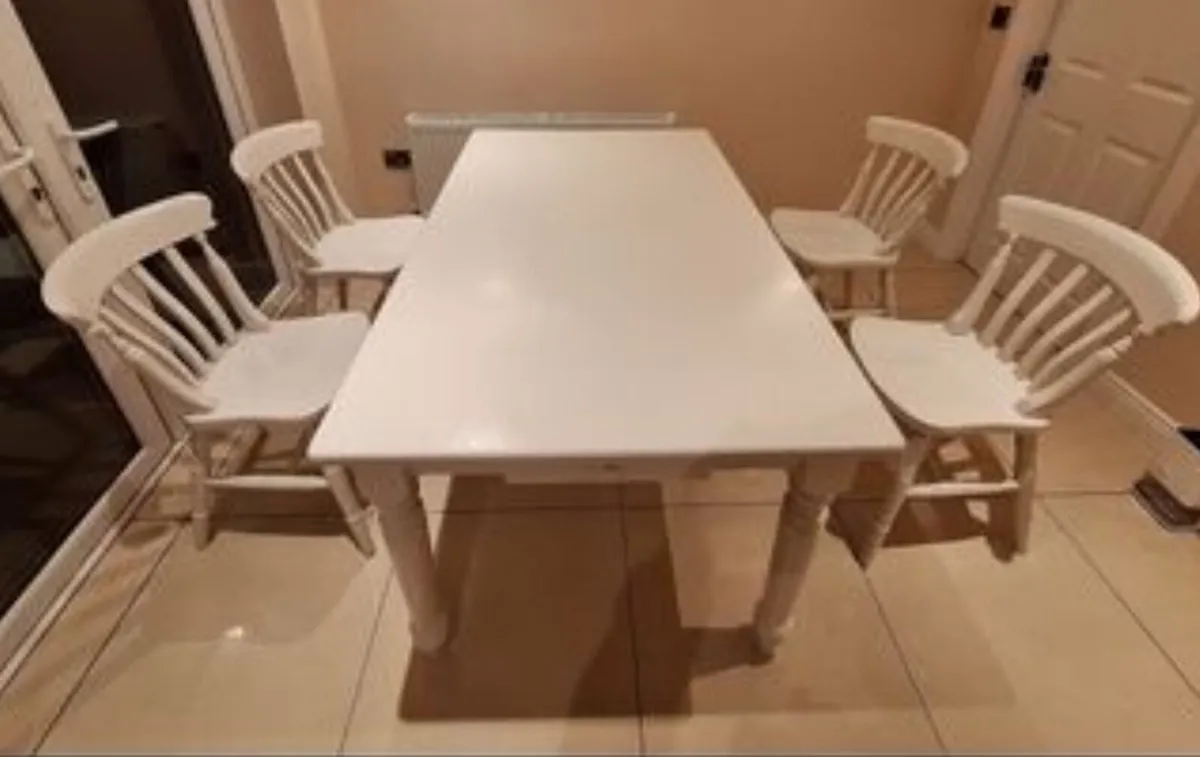 Very Solid White 5Ft Wooden Kitchen Dining Table - Image 1
