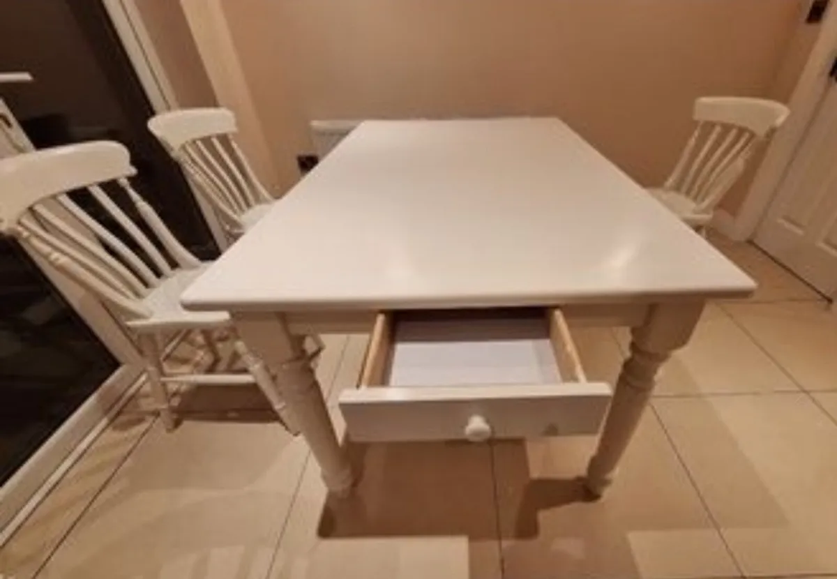 Very Solid White 5Ft Wooden Kitchen Dining Table - Image 2