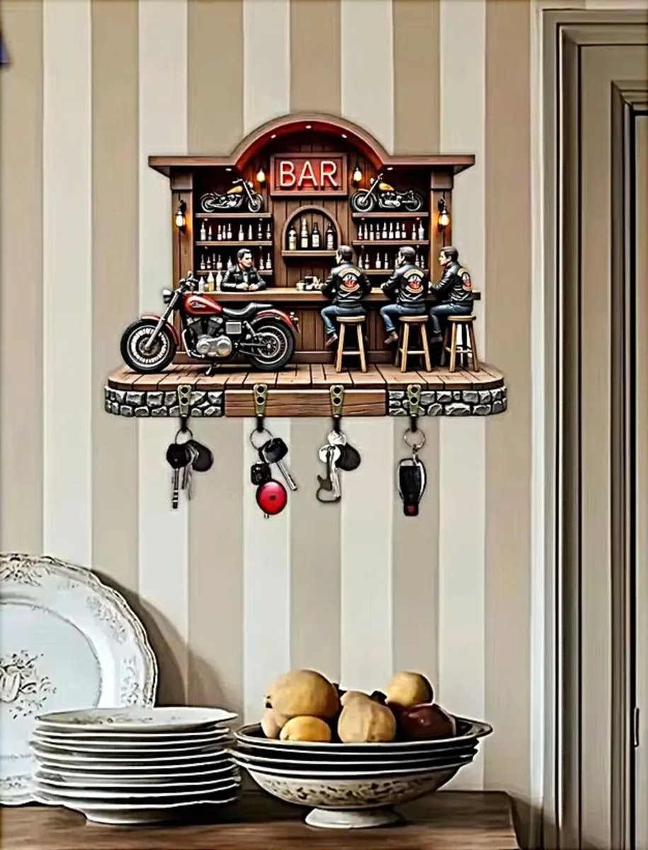 2D Flat, Motorcycle Bar Theme, Key Rack - Image 3