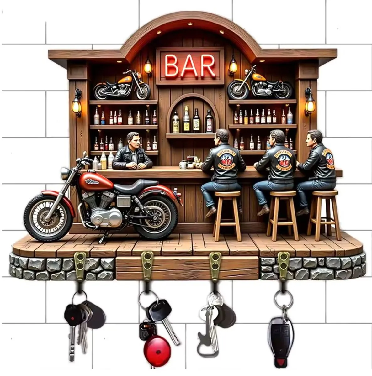 2D Flat, Motorcycle Bar Theme, Key Rack - Image 4