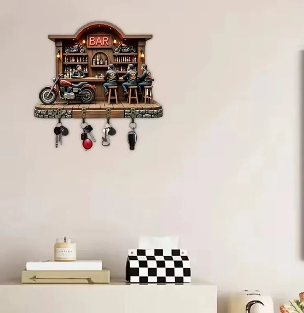 2D Flat, Motorcycle Bar Theme, Key Rack - Image 1