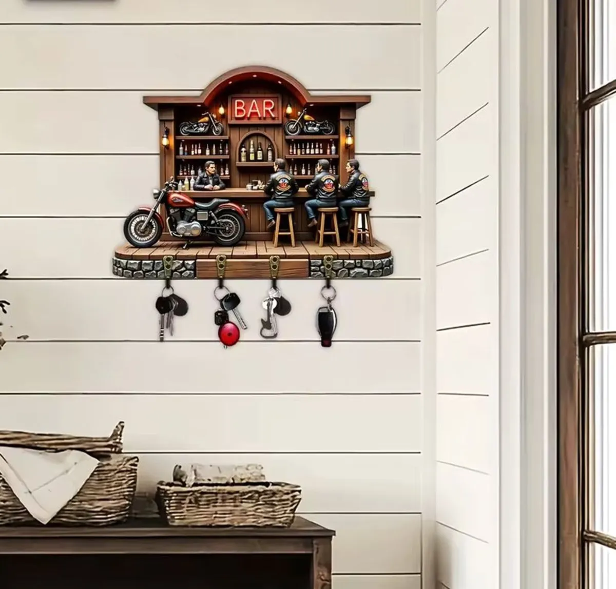 2D Flat, Motorcycle Bar Theme, Key Rack - Image 2
