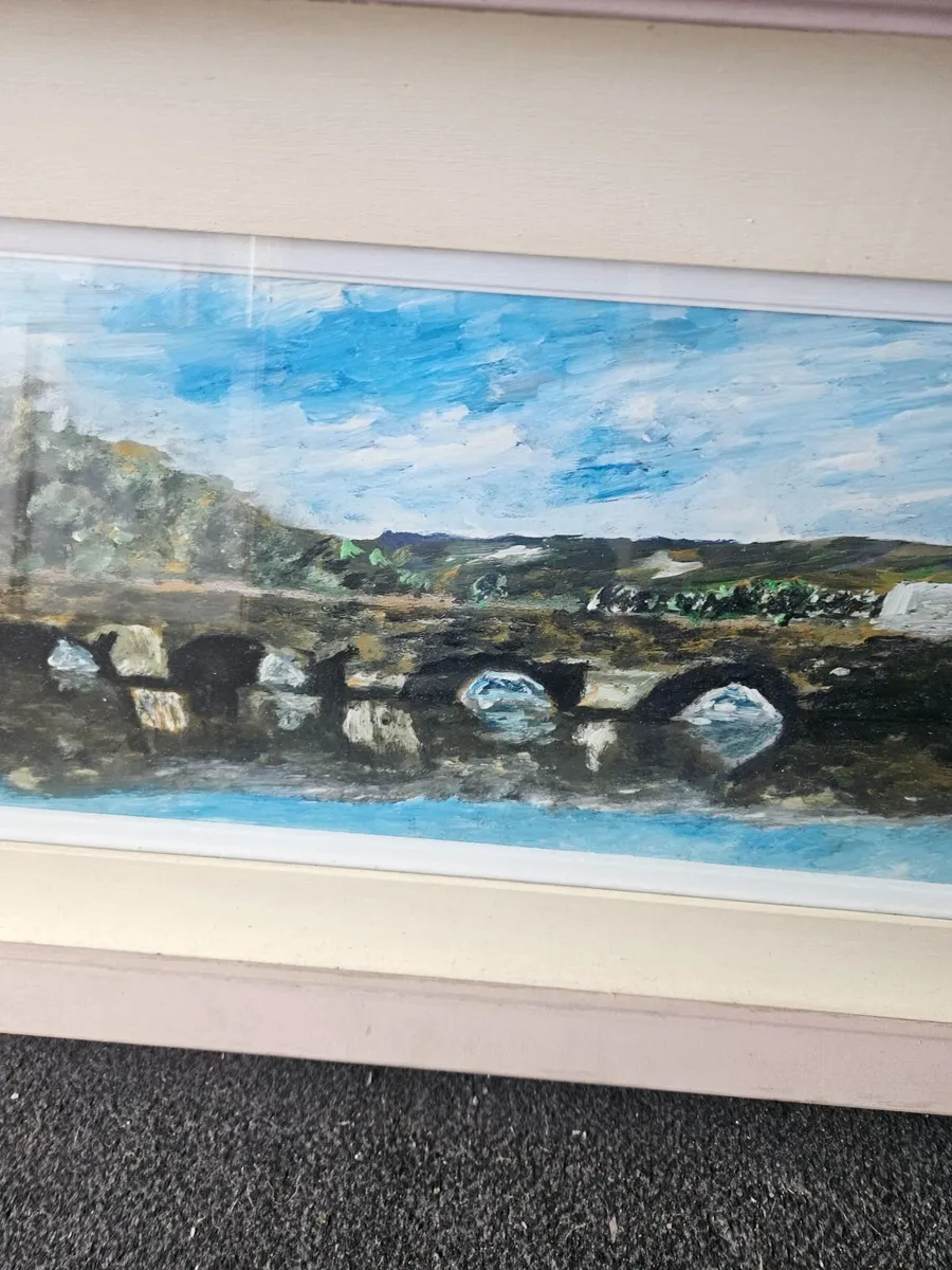 Picture Oil on Canvas The Bridge Wicklow Town - Image 2