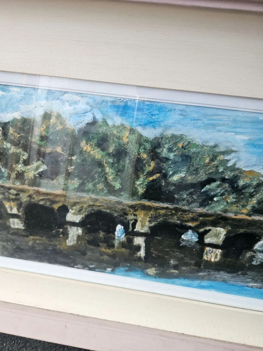 Picture Oil on Canvas The Bridge Wicklow Town - Image 3