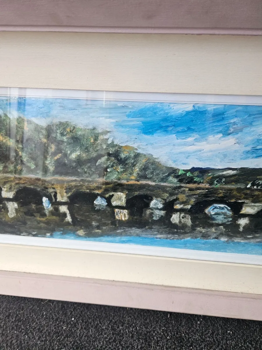 Picture Oil on Canvas The Bridge Wicklow Town - Image 4