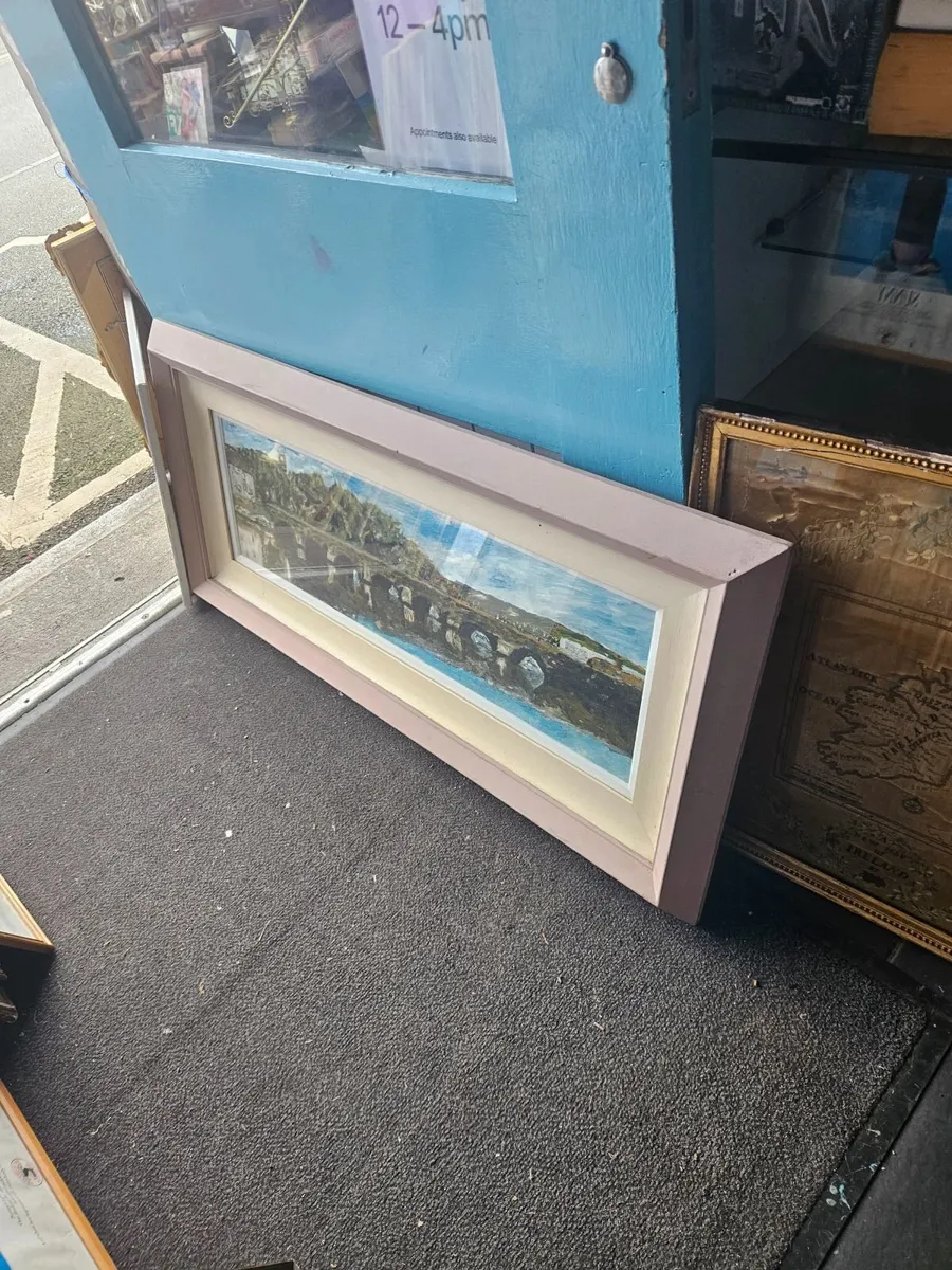 Picture Oil on Canvas The Bridge Wicklow Town - Image 1