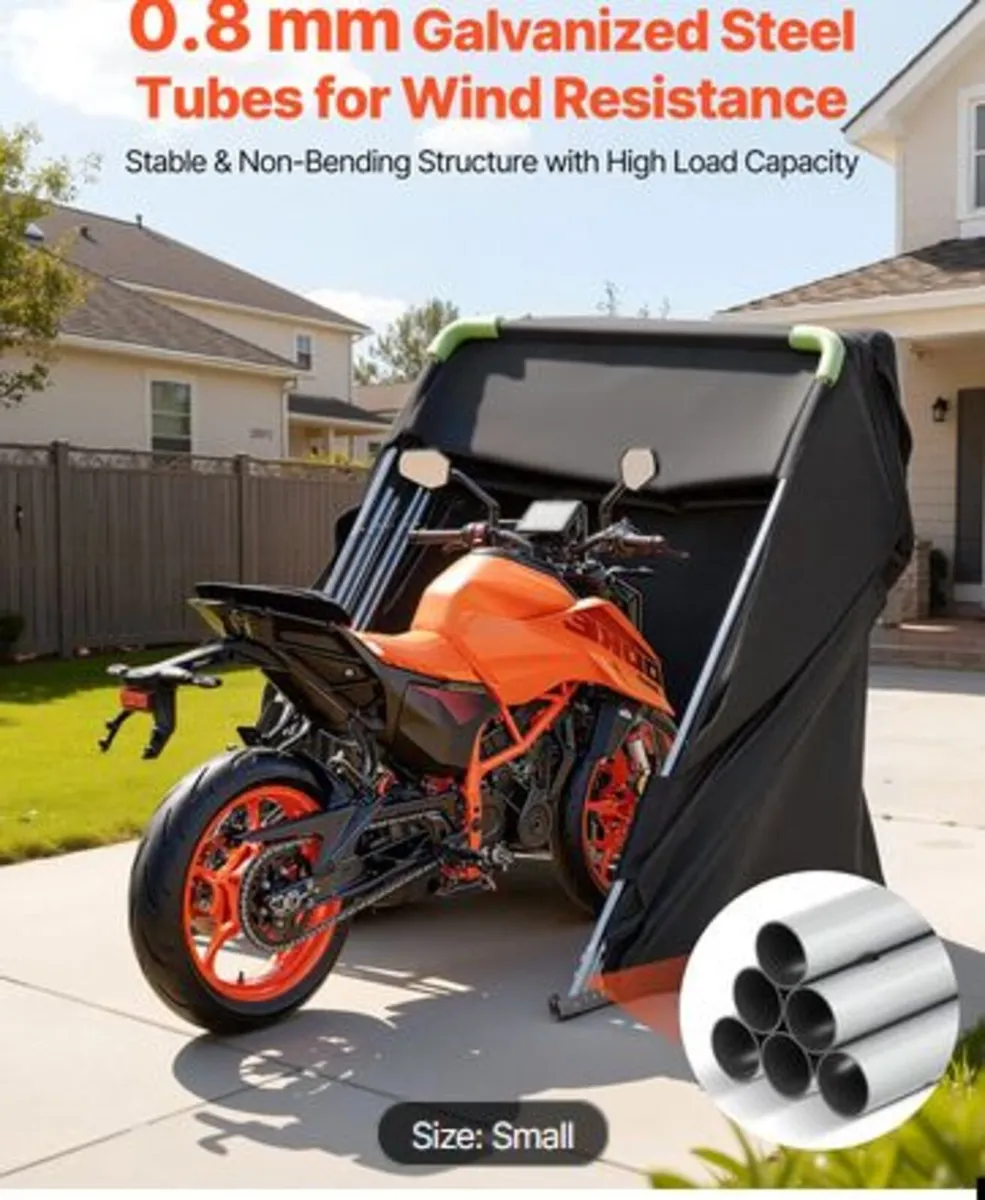 Motorcycle Storage Shelter with Security Lock,600D - Image 4