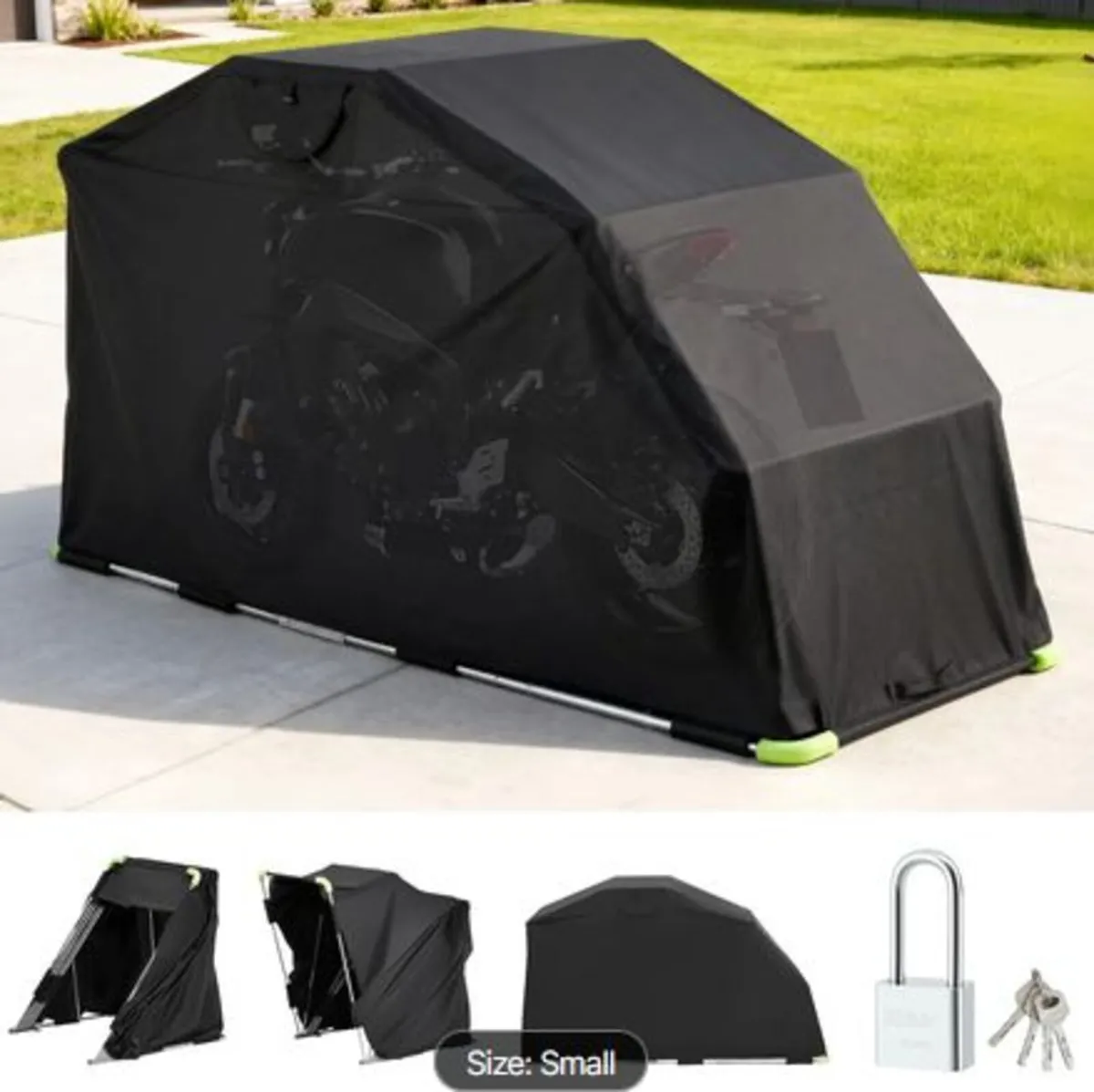 Motorcycle Storage Shelter with Security Lock,600D - Image 1